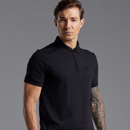 camisa gola polo zíper diamanto